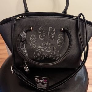 Brand new w/tags. Animal Rescue Site. Black stylish engraved PAW print purse.